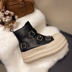 Damen Chunky Stiefel mit verstellbaren Schnallen und rutschfester Sohle R&B