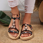 Damen modische Sandalen mit floralem Dekor und komfortabler Sohle R&B