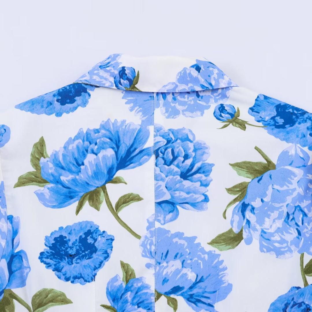Damenbluse mit floralen Muster und eleganten Puffärmeln R&B