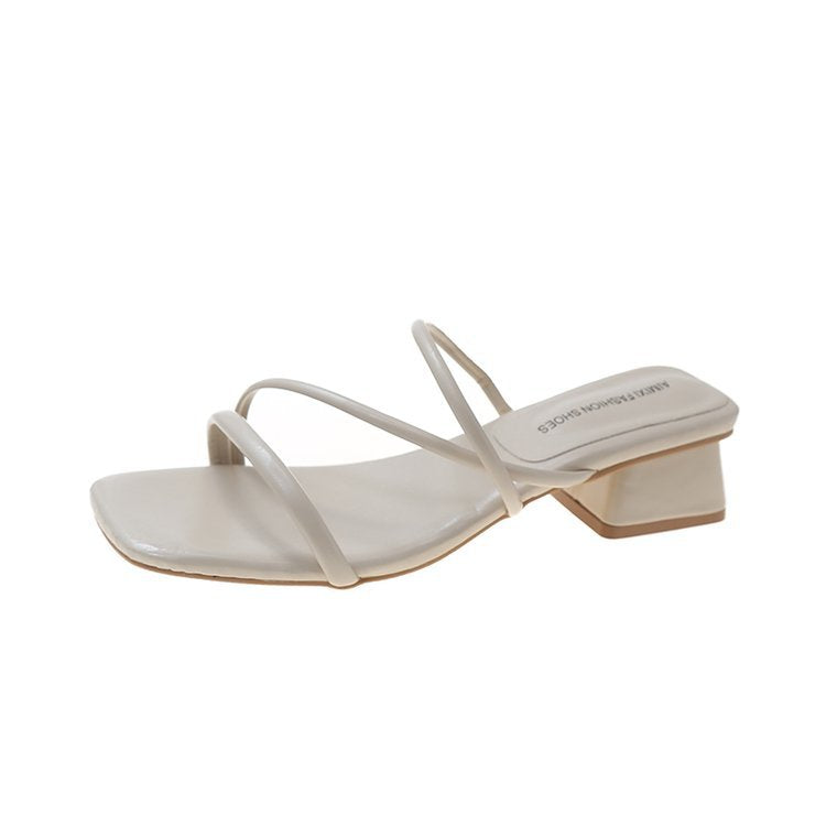 Damen elegante Blockabsatz-Sandaletten mit feinen Riemen R&B