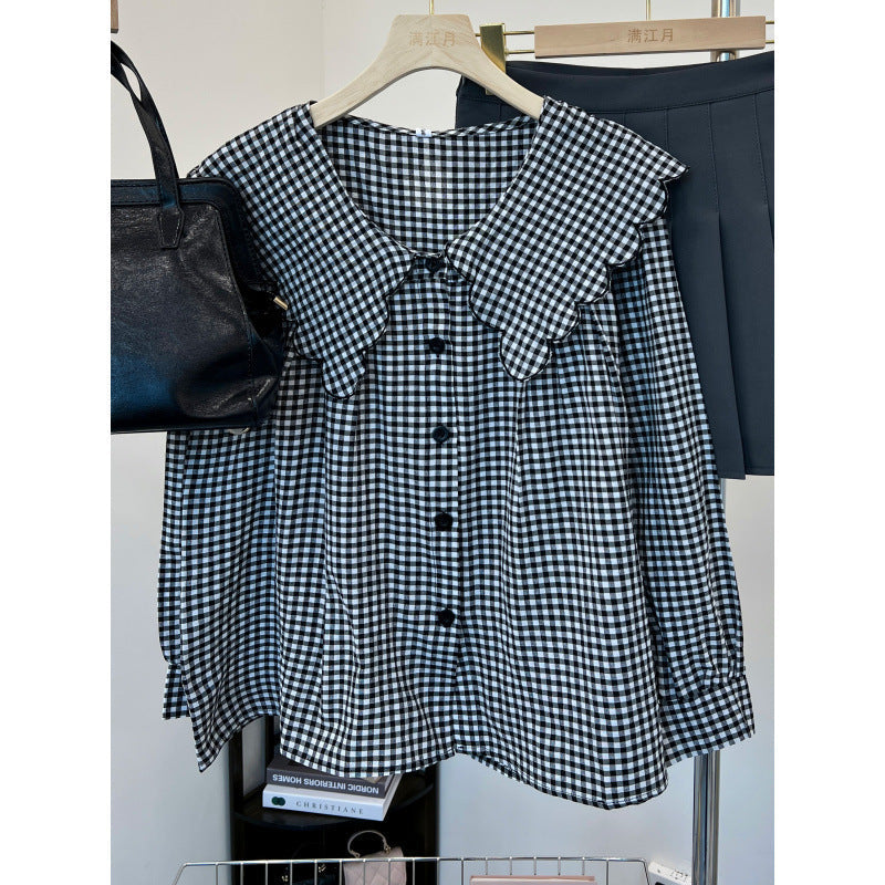 Damen Bluse mit großem Kragen und Rüschendetails R&B