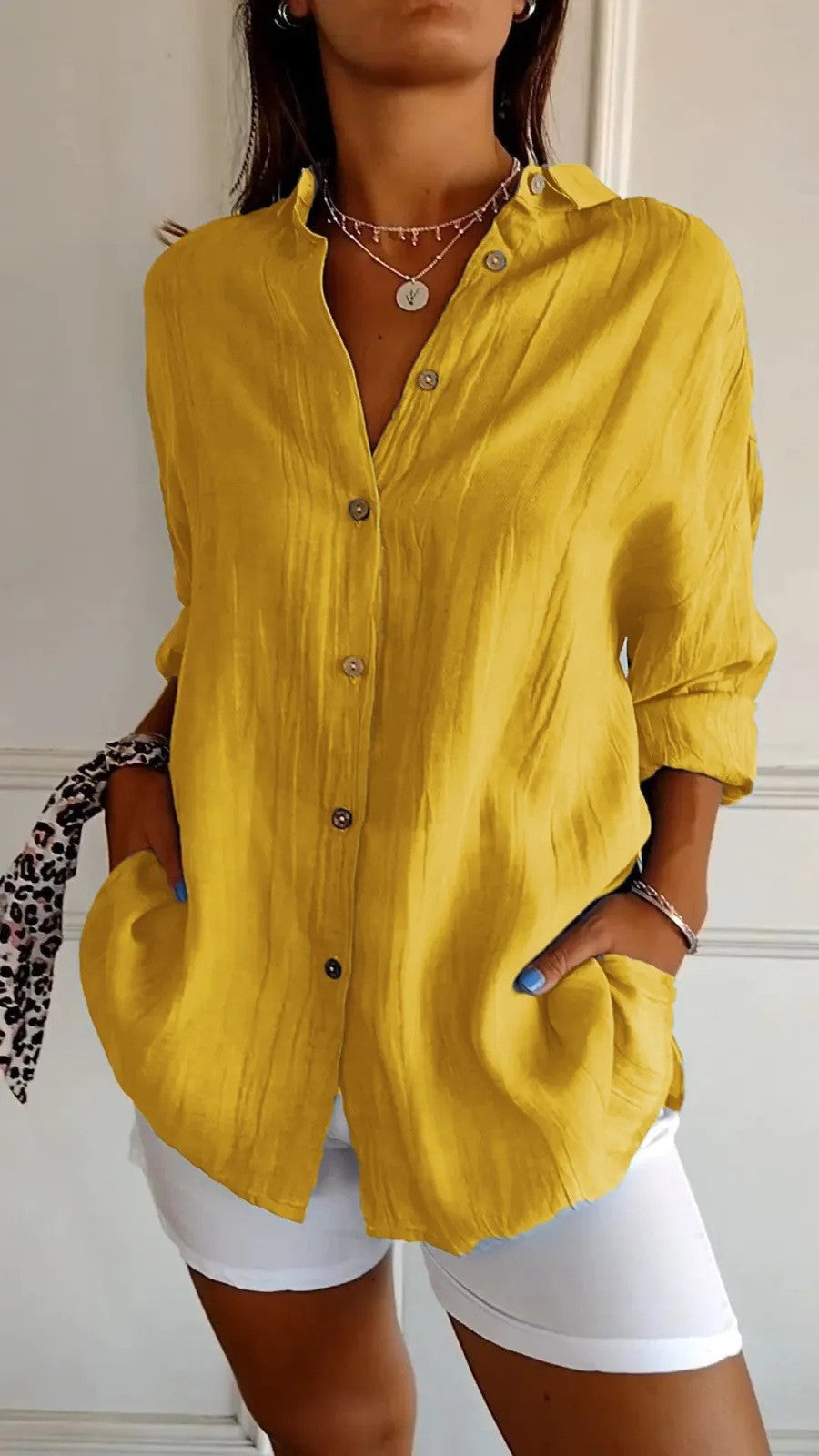 Damen Übergröße Bluse mit lässigem Schnitt und Druckknopfverschluss R&B