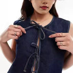 Damen Denim-Weste mit innovativem Schnürverschluss R&B