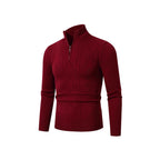 Herren Strickpullover mit modernem Zopfmuster und hohem Stehkragen R&B