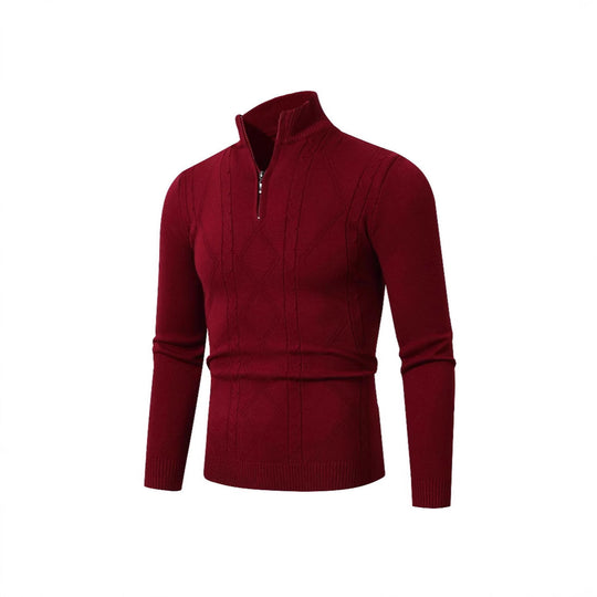 Herren Strickpullover mit modernem Zopfmuster und hohem Stehkragen R&B