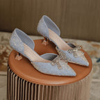 Damen elegante Pumps mit glitzernder Schleifenapplikation
