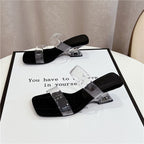Damen transparente Slingback Sandalen mit klarem Blockabsatz R&B