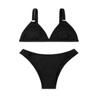 Damen Triangel-Bikini-Set mit elegantem Ringdetail und verstellbaren Trägern R&B