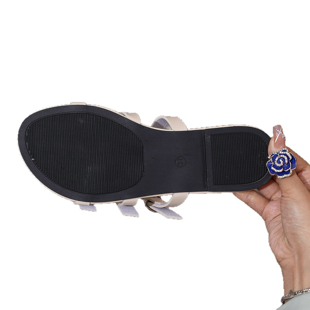 Damen Verstellbare Riemen-Sandalen mit eleganten Schnallen R&B