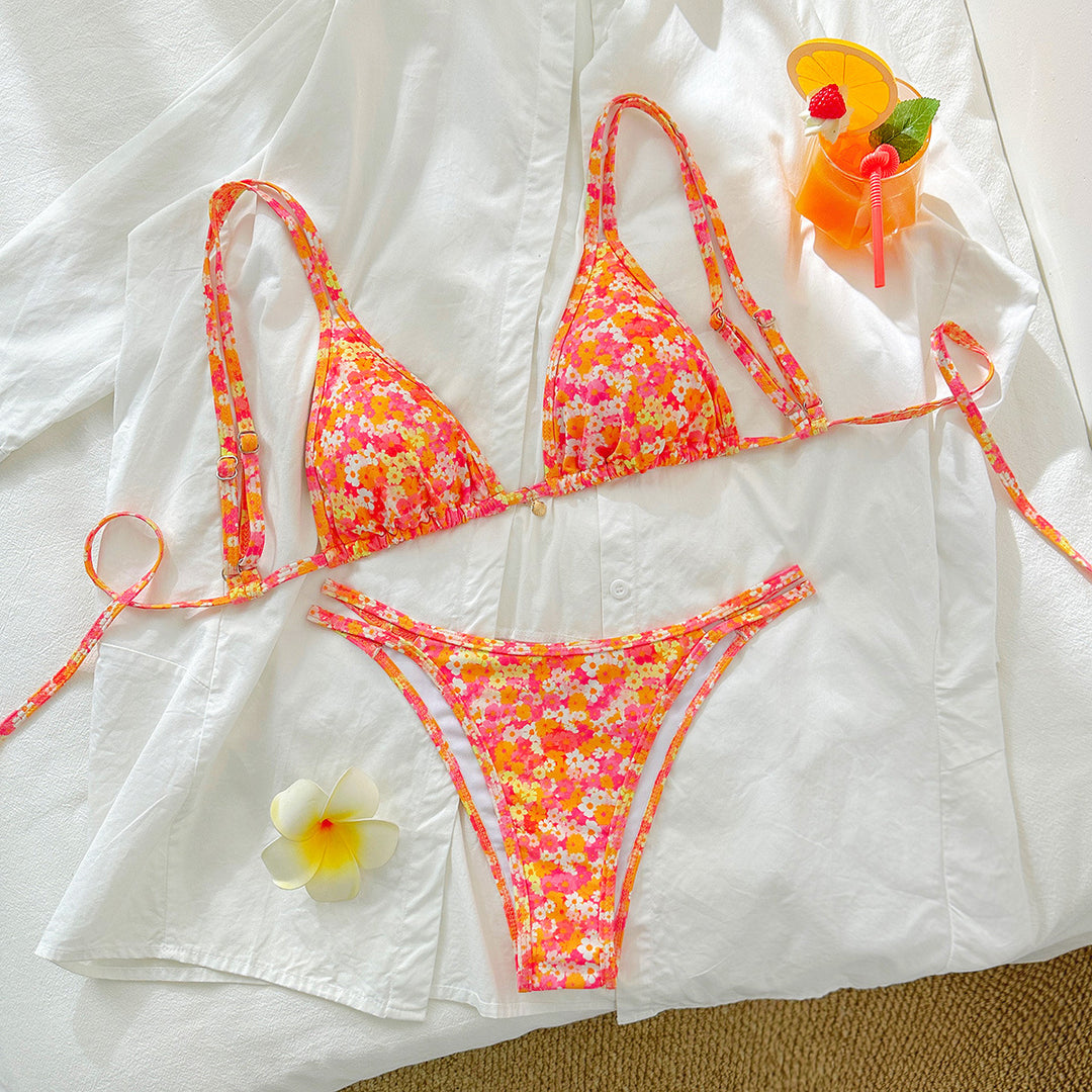 Damen Triangel-Bikini mit floralen Mustern R&B