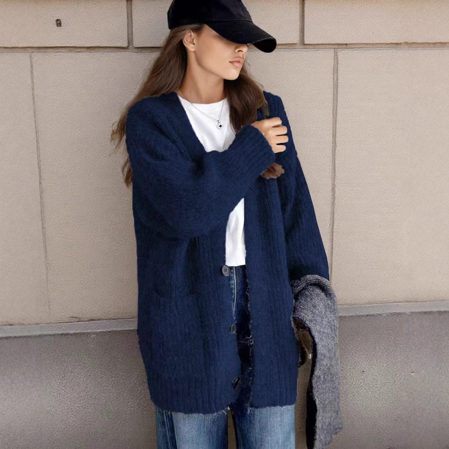 Damen Grobstrick-Cardigan mit einzigartigen Strukturmustern und praktischen Taschen R&B