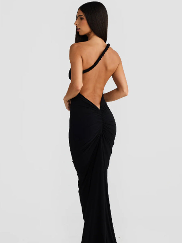 Damen Figurumspielendes Maxikleid mit schulterfreiem Design und raffinierten Trägerdetails R&B