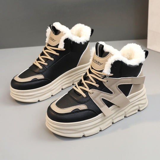 Damen modische High-Top Sneakers mit kuscheligem Innenfutter und robustem Profil R&B