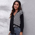 Damen Karierte Bluse mit asymmetrischem Schnitt und modischem Kragen R&B