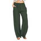Damen nan weite Leinenhose mit elastischem Bund und Tunnelzug R&B