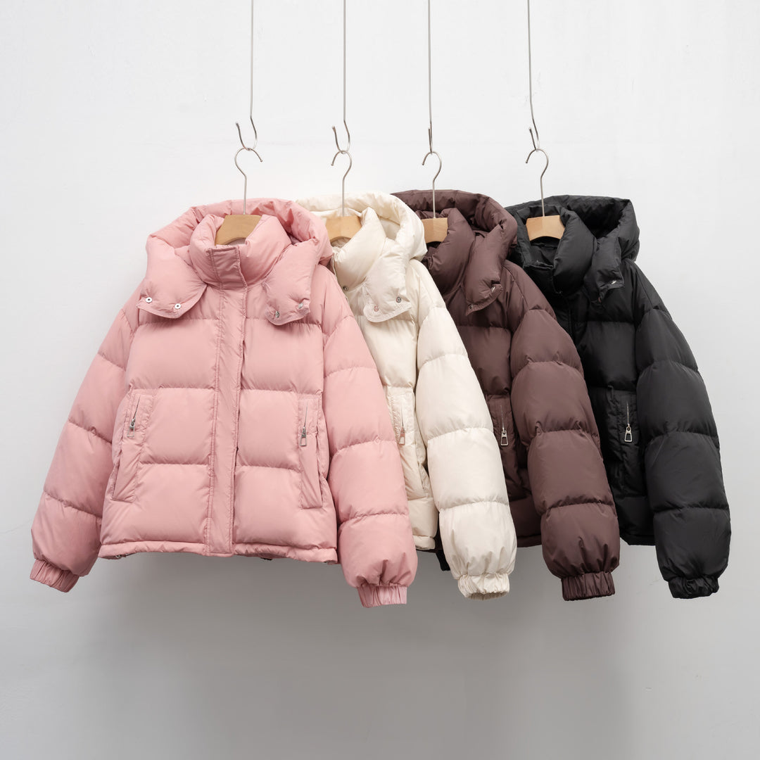 Damen Pufferjacke mit abnehmbarer Kapuze und voluminösem Schnitt R&B