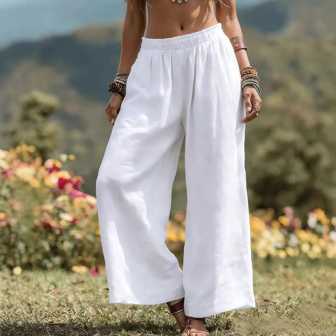Damen Weit geschnittene Leinenhose R&B