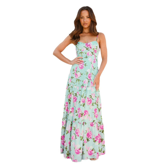 Damen Maxi Kleid mit floralen Mustern R&B