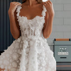 Damen Elegantes Maxikleid mit floralen Applikationen und transparenten Ärmeln R&B