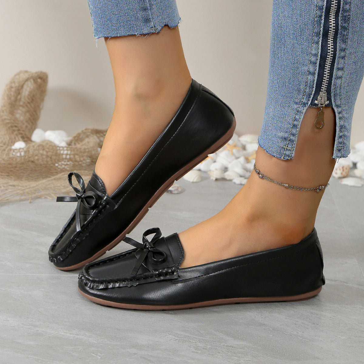 Damen Mokassins mit elegantem Schleifenakzent und weicher Sohle R&B
