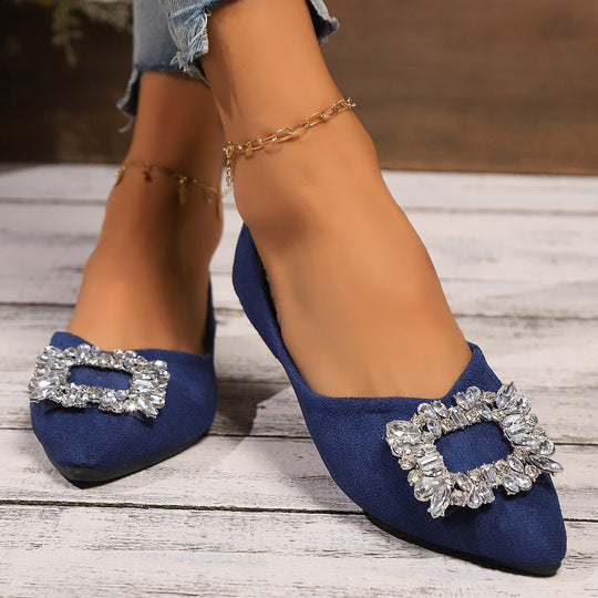 Damen elegante Ballerinas mit funkelnder Kristall-Applikation R&B