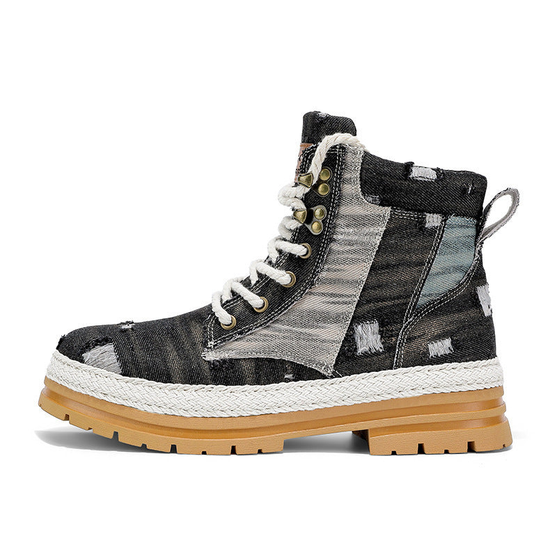 Damen Sportliche High-Top Boots mit strapazierfähigem Denim-Obermaterial R&B
