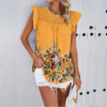 Damen Bluse mit floralen Akzenten und Rüschendetails R&B