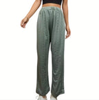 Damen weite Sommerhose mit feinen Lochmuster und elastischem Bund R&B