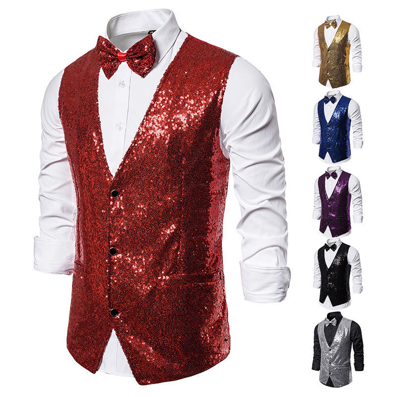 Herren eleganter Paillettenblazer mit passendem Fliege