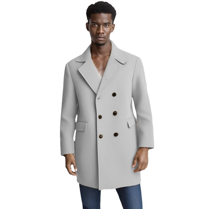 Herren eleganter Doppelreiher-Mantel mit modernem Schnitt und praktischen Taschen R&B