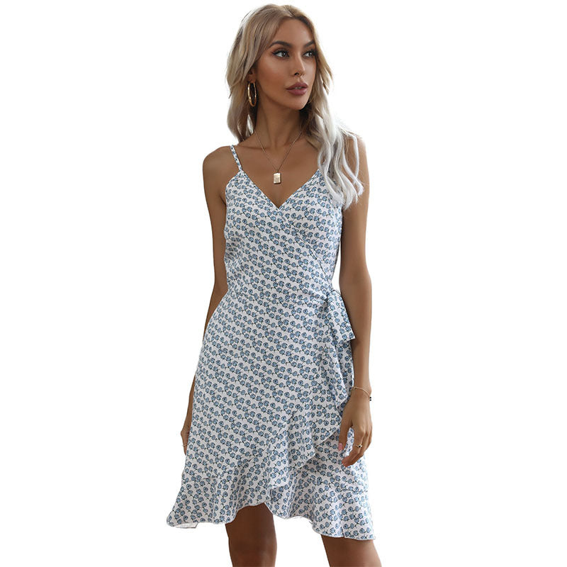 Damen Wickelkleid mit floralem Design und Rüschendetails R&B