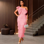 Damen Cocktailkleid mit voluminösem Rüschendesign und Fransen