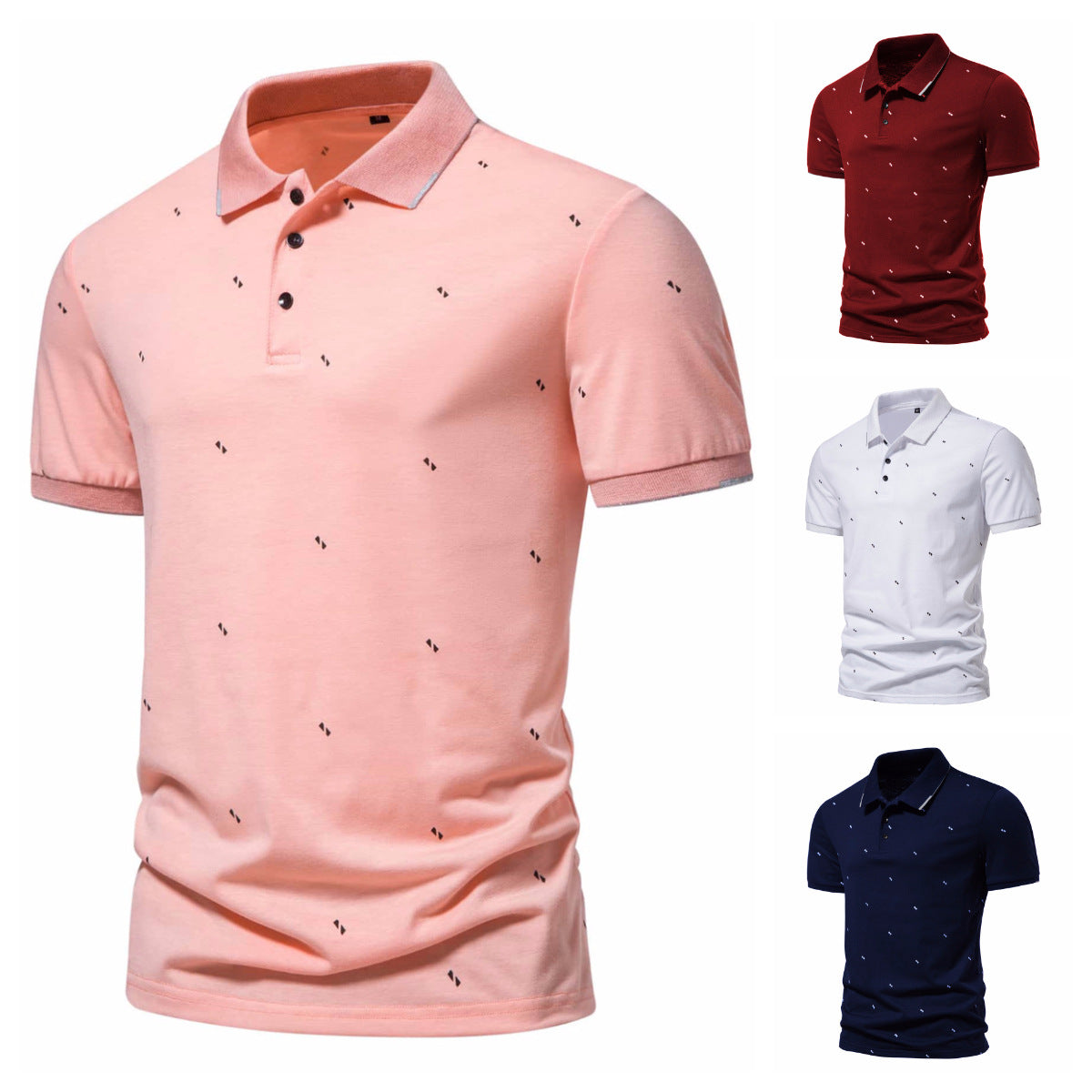 Herren Polohemd mit modischem Druck und hochwertigem Baumwollmaterial
