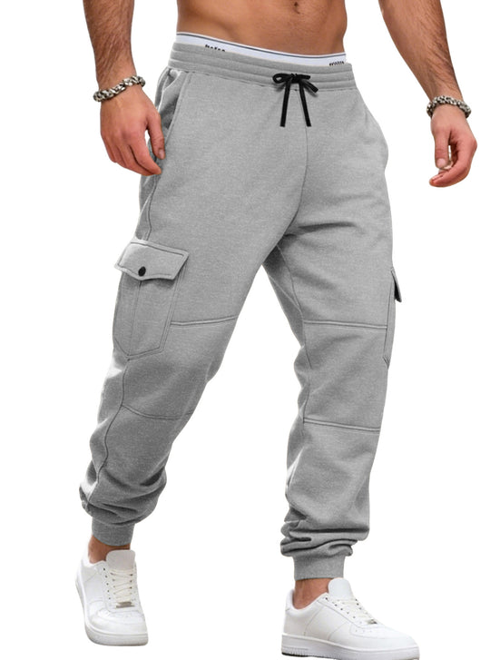 Herren nan sportive Jogginghose mit Cargotaschen Kordelzug und geripptem Knöchelsaum R&B