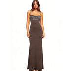 Damen elegantes Maxikleid mit Spitzendetails R&B