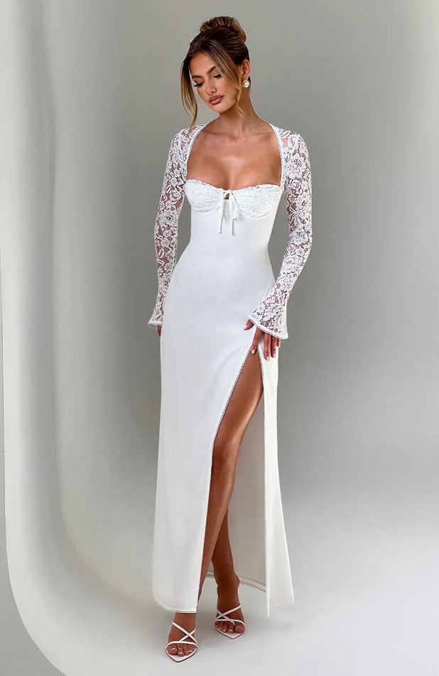 Damen Elegantes Maxi-Kleid mit raffiniertem Schnitt und schimmerndem Stoff R&B