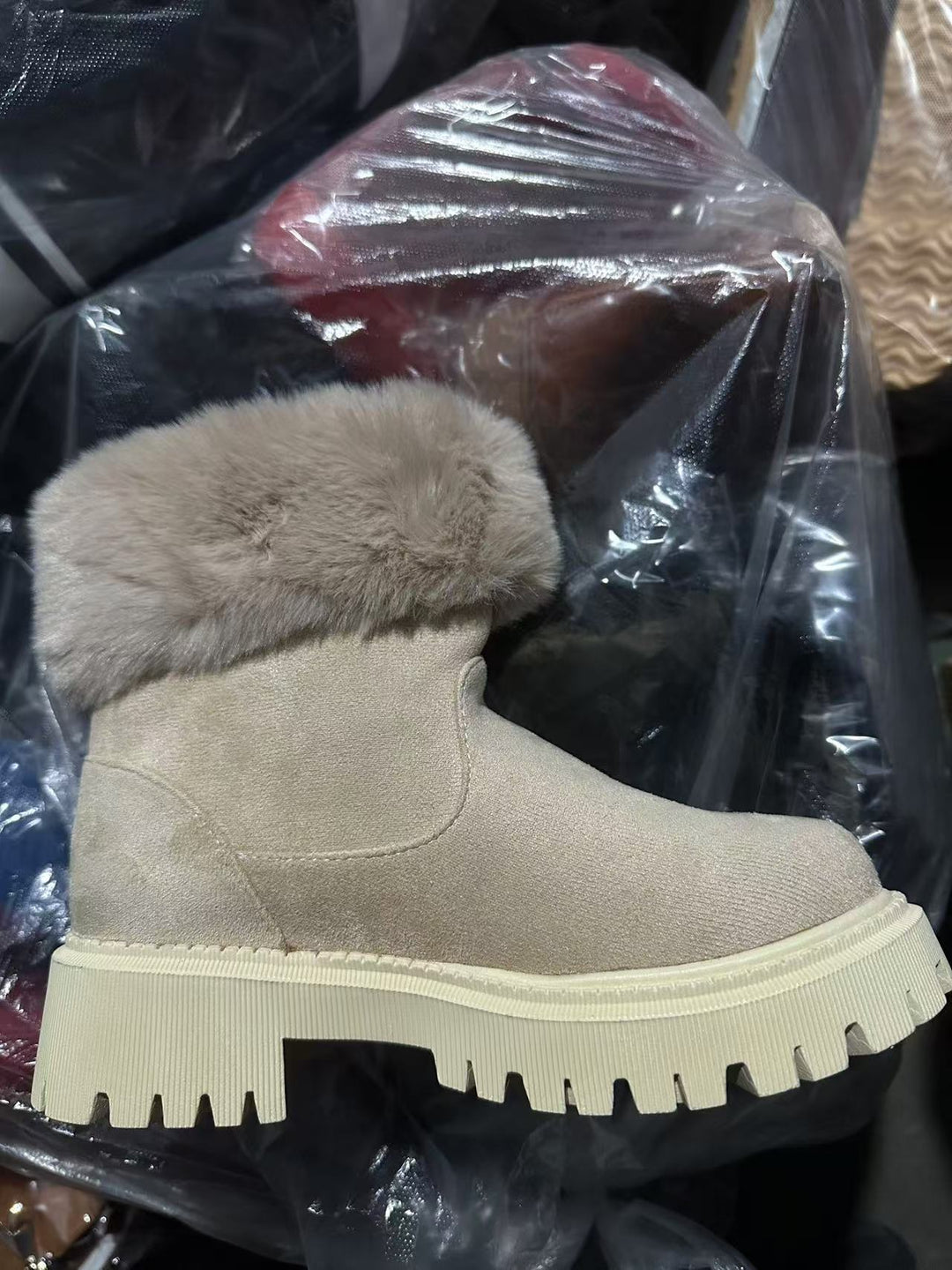 Damen Winterstiefel mit kuscheligem Kunstfellkragen und rutschfester Profilsohle R&B