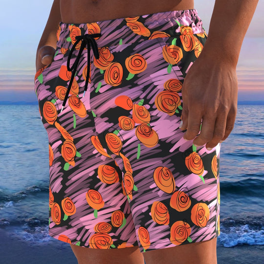 Herren Badeshorts mit modernem Streifen-Design und elastischem Bund R&B