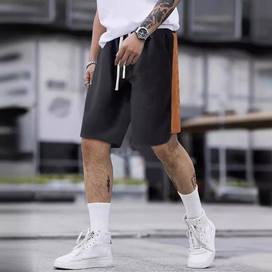 Herren stylische Freizeithose mit atmungsaktiver Struktur und seitlichen Kontraststreifen R&B