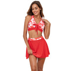 Damen Bikini-Set mit sportlichem Oberteil und schwingendem Rock R&B