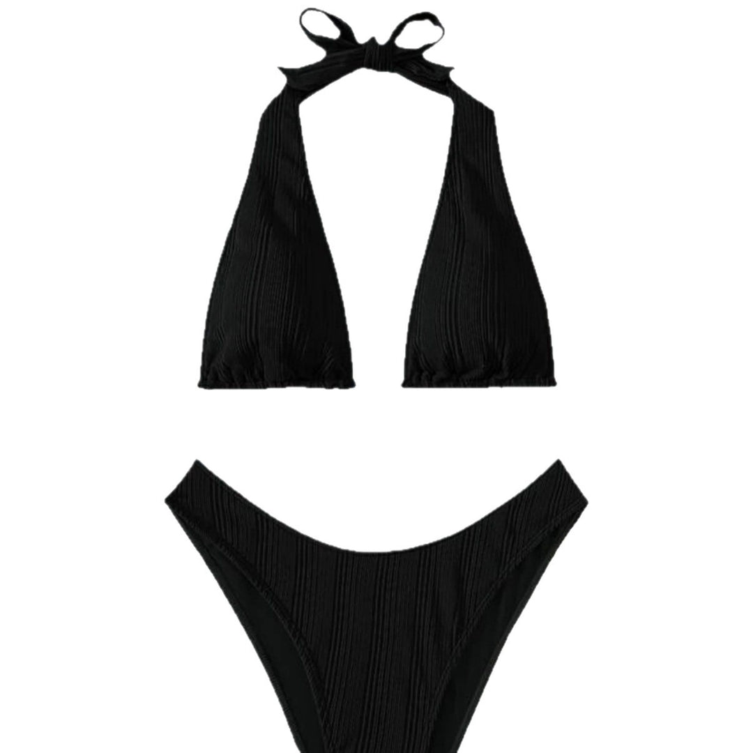 Damen Triangel-Bikini mit hoch geschnittenem Höschen und raffinierten Falten R&B