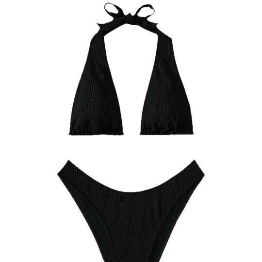 Damen Triangel-Bikini mit hoch geschnittenem Höschen und raffinierten Falten R&B