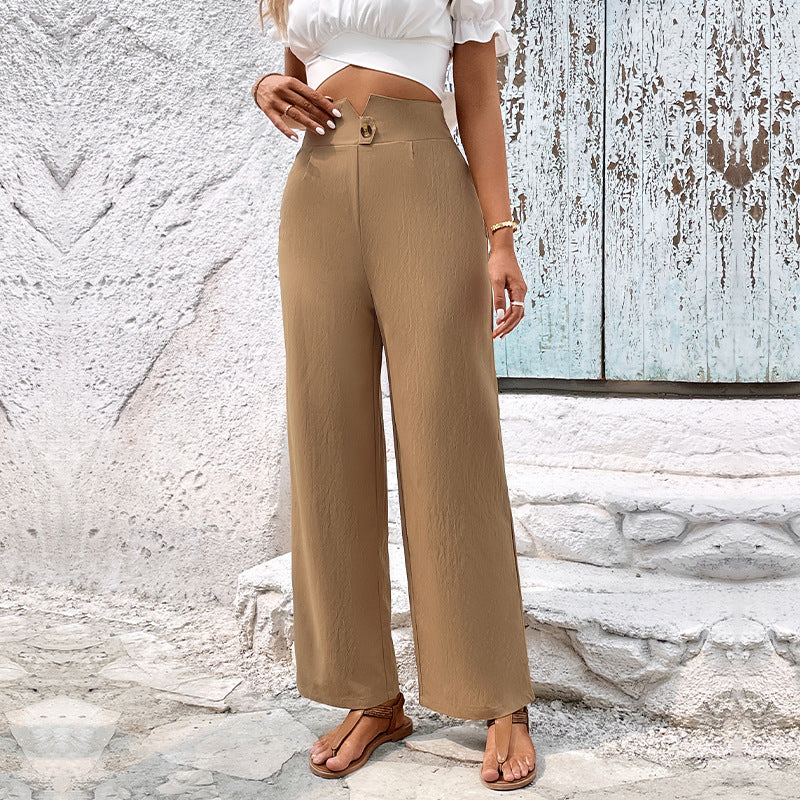 Damen Hochtaillierte Stoffhose mit dekorativem Knopfdetail R&B