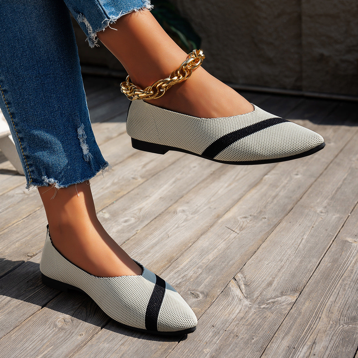 Damen modische spitze Ballerinas mit atmungsaktivem Obermaterial R&B