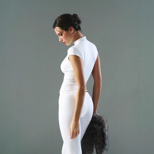 Damen figurbetontes Oberteil mit Choker-Ausschnitt R&B