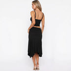 Damen lässiges Zweiteiliges Set mit Tops und Rock R&B