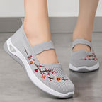Damen Slip-On Ballerinas mit floralem Strickdesign R&B