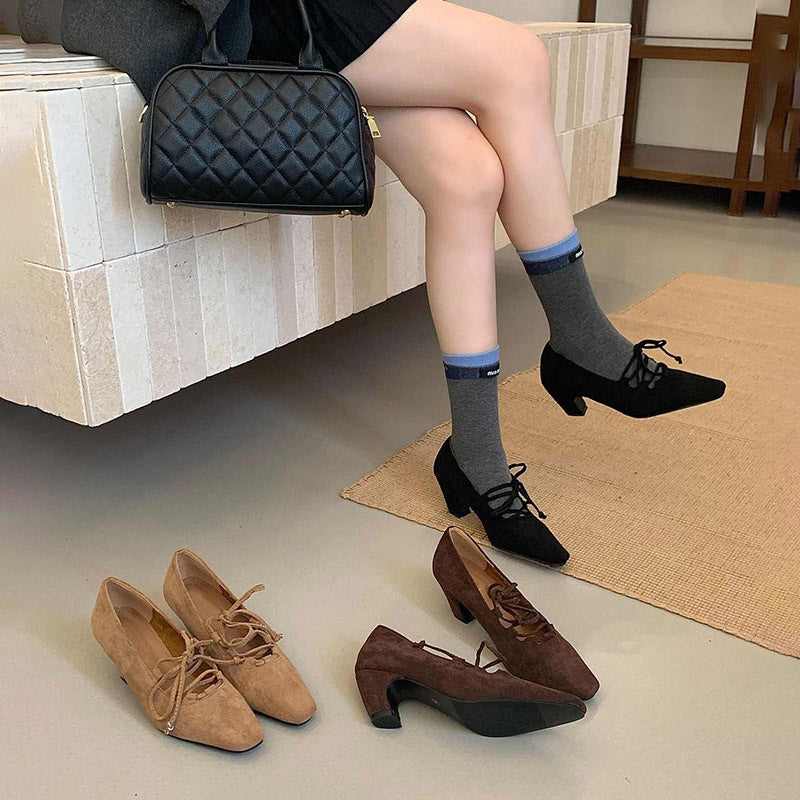 Damen Elegante Ballerinas mit Schnür-Design R&B