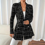 Damen Langblazer mit stylischem Karomuster und tailliertem Schnitt R&B