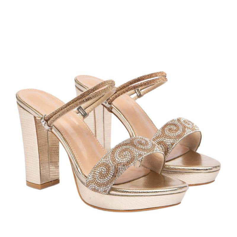 Damen Glamouröse Plateau-Sandalen mit Strass-Verzierung R&B